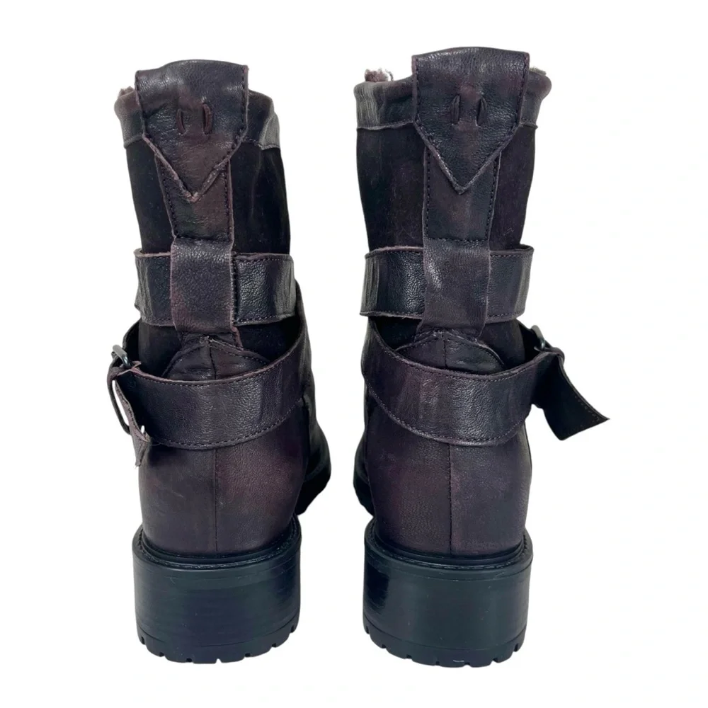 Ross & Snow Women US 5 Emilina Shearling Boots Frosted Winter Plum Made in Italy